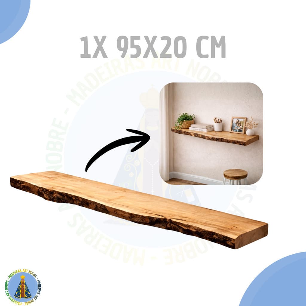Prateleira rústica  de madeira 100x20 - Prancha de madeira maciça