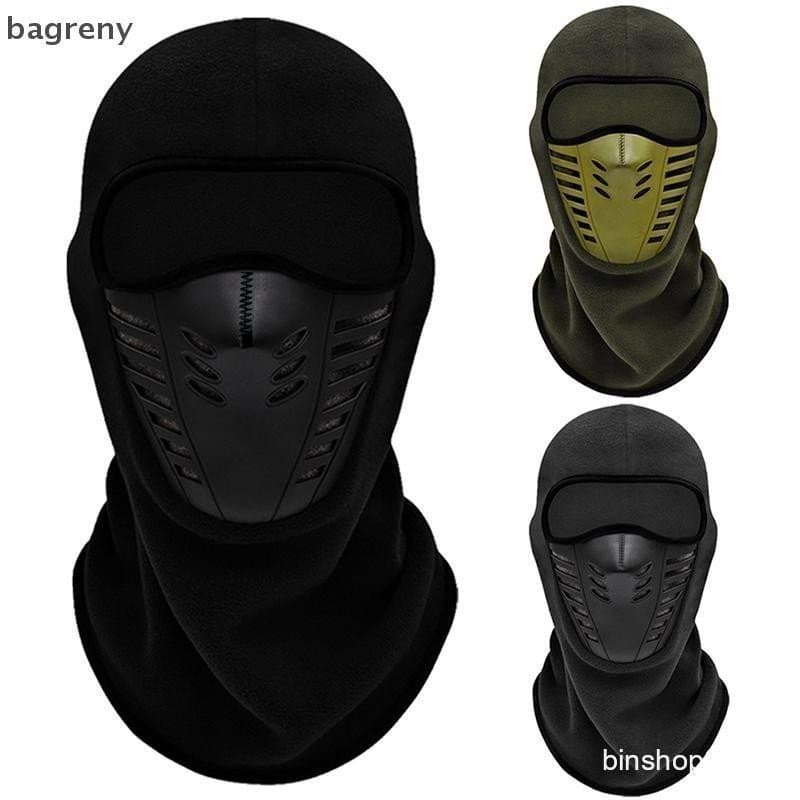 [bagreny] Máscara De Motocicleta De Lã Térmica Facial Manter Quente Moto Equitação Balaclava Motociclista Inverno À Prov