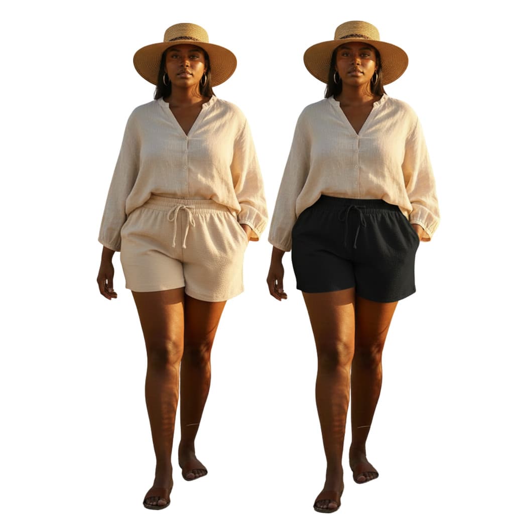 Kit 2 Shorts Feminino Plus Size Confortável Cintura Alta Casual Dia a Dia
