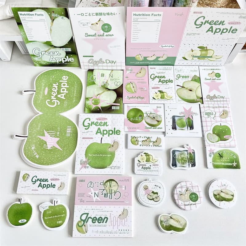 25pcs/set Adesivo De Vedação De Maçã Verde De Cartão De Felicitações Material De Embalagem Decoração DIY