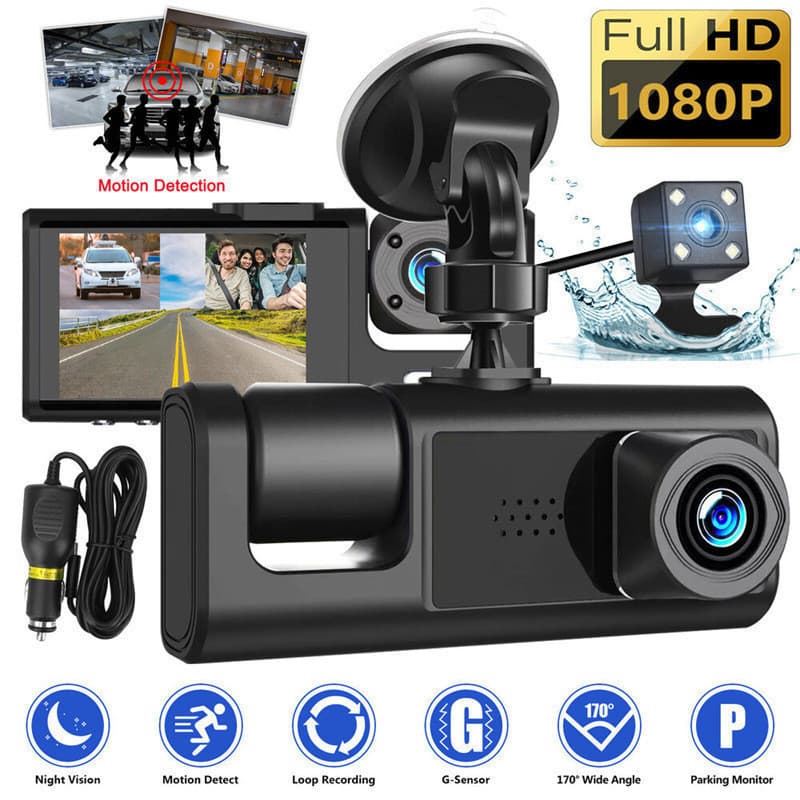 Câmera Carro Wi-Fi Dupla 64GB Full HD 1080P Frente e Traseira com Gravação em Espelho