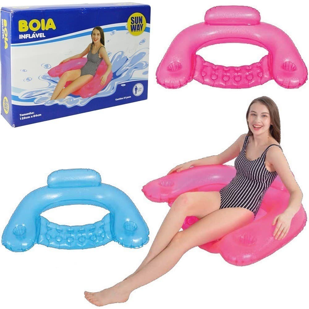 Boia Cadeira/Poltrona Inflável para Adulto Azul – Piscina e Lazer 1,28mX 84cm