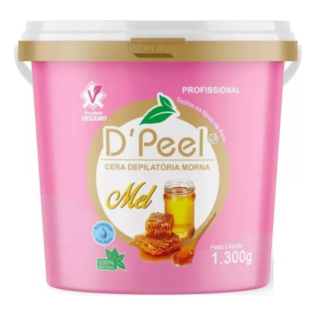 D´Peel - Cera Depilatória Profissional Morna 1300g - Mel  - Reds