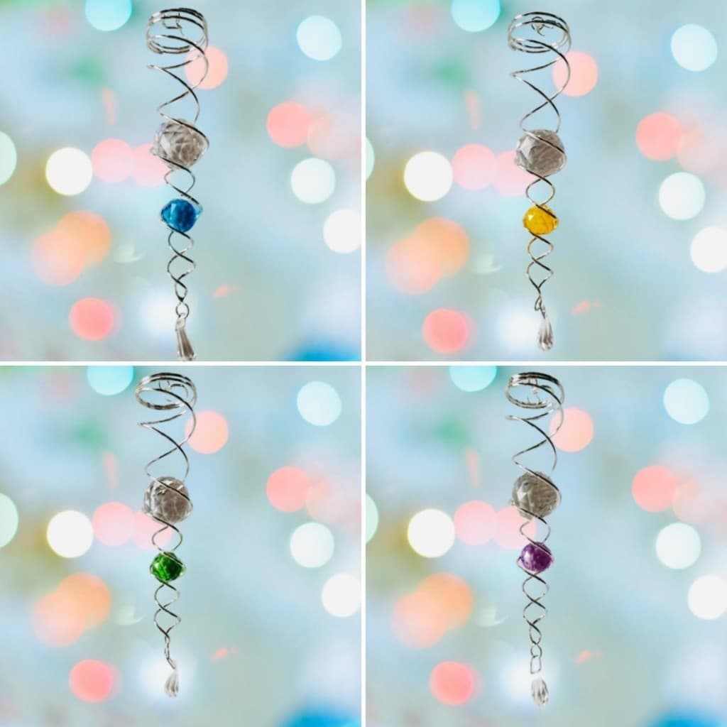 Captador De Energia Espiral Com Vidro Colorido - FENG SHUI - SUNCATCHER - 16cm 26cm ou 30cm