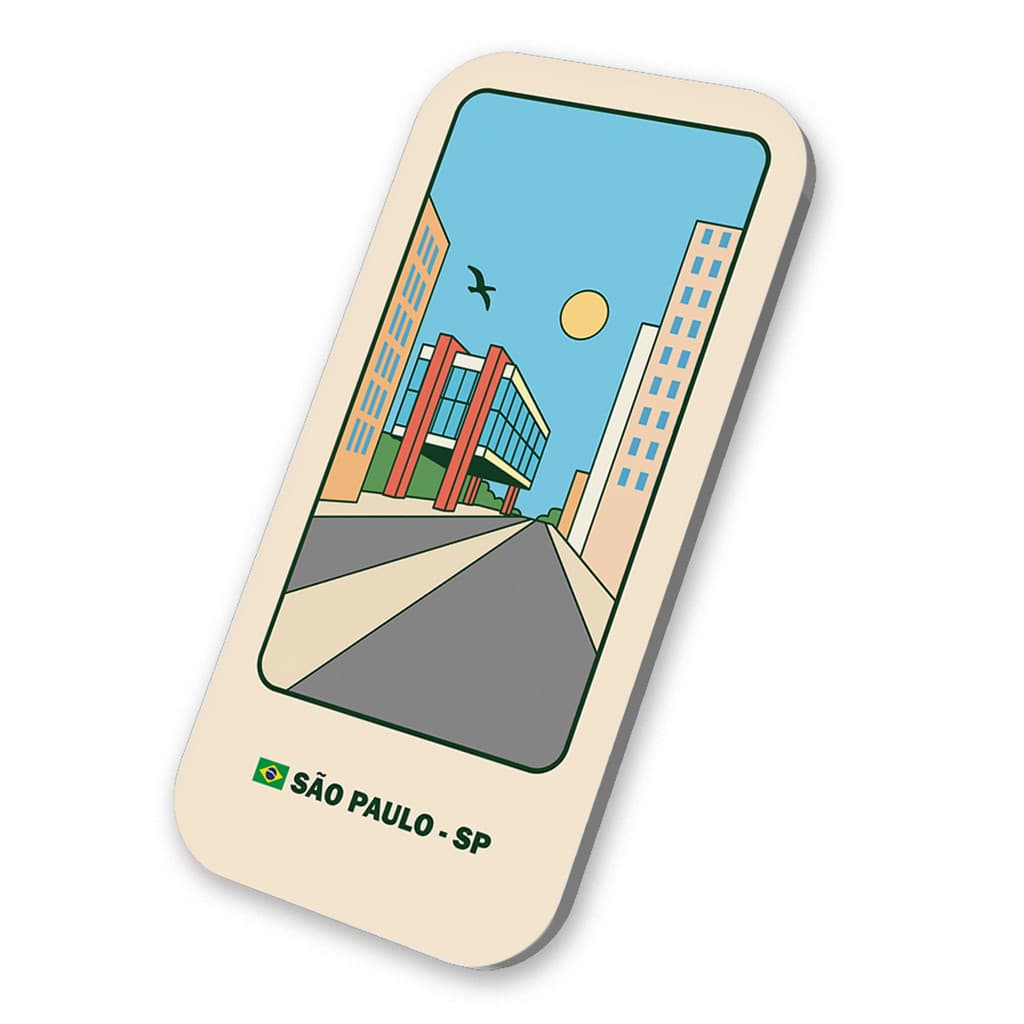 Imã Avenida Paulista Masp Souvenir São Paulo - Brasil 3x6cm De Metal