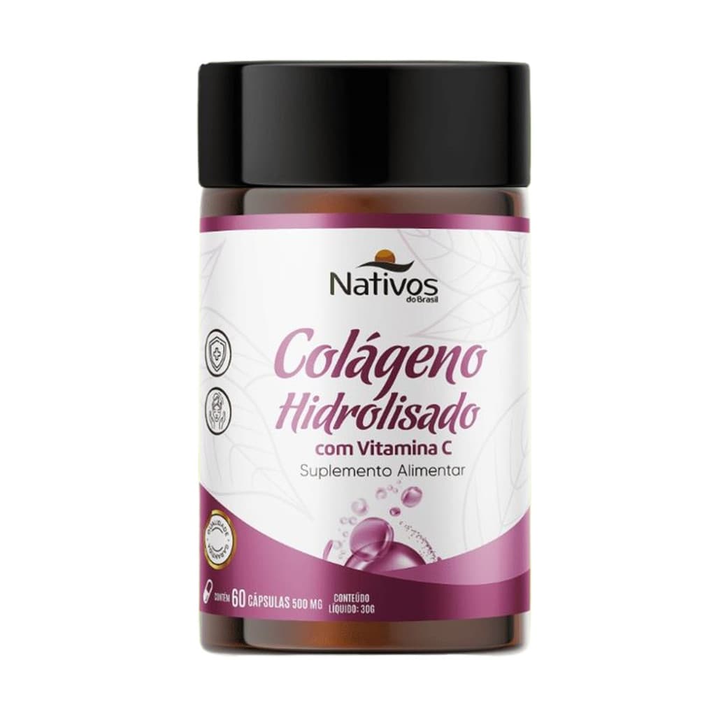 Colágeno Hidrolisado com Vita C 60 Cápsulas - Nativos do Brasil