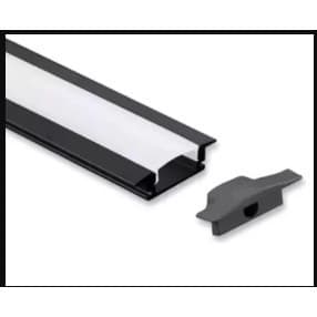 Perfil Alumínio Sobrepor 1010 Preto 1 Metro para Fita LED com Difusor