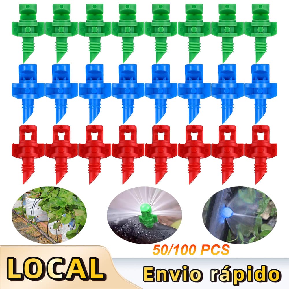 50/100 peças Micro Aspersor de Irrigação Spray Jet Estático,para Jardim Horta Plantações Canteiro Plantas,90°/180°/360°