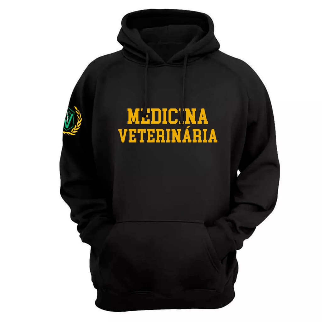 Moletom Canguru Medicina Veterinária Capuz Bolso Flanelado Unissex Masculino Feminino Blusa De Frio