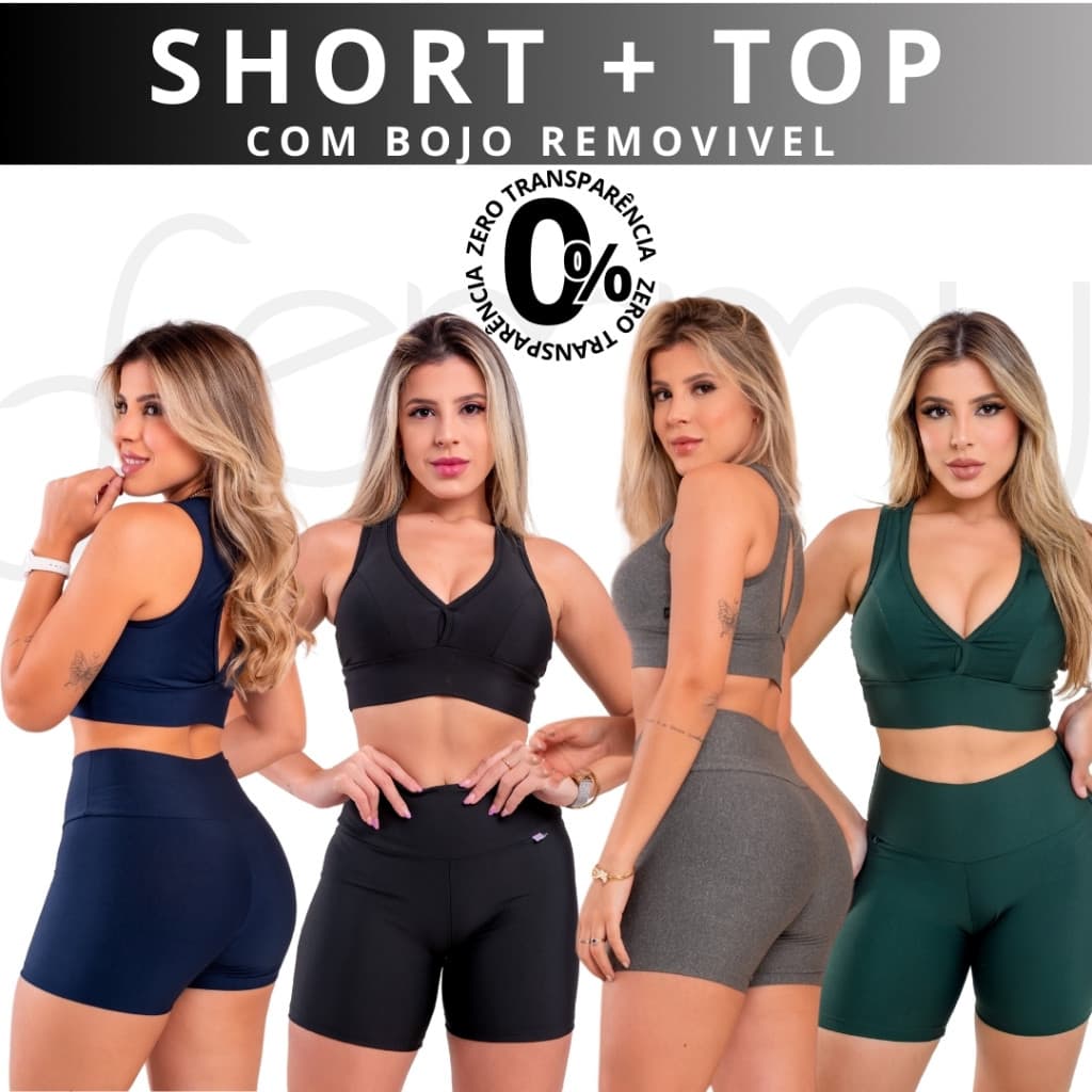 Kit Short e Top Bojo ESTAMPADO Fitness Academia Treino