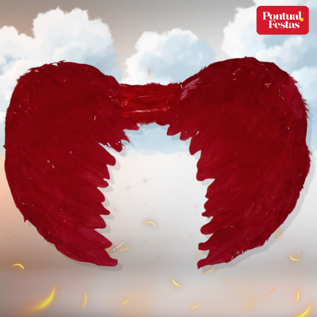 Asa de Anjo Vermelha Média para Fantasia e Decoração