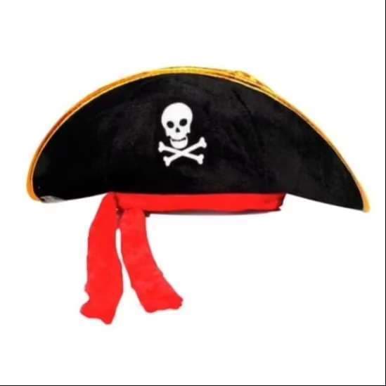 Chapéu de Pirata De Veludo Com Laço Carnaval Fantasia Halloween Unisex Adulto Criança