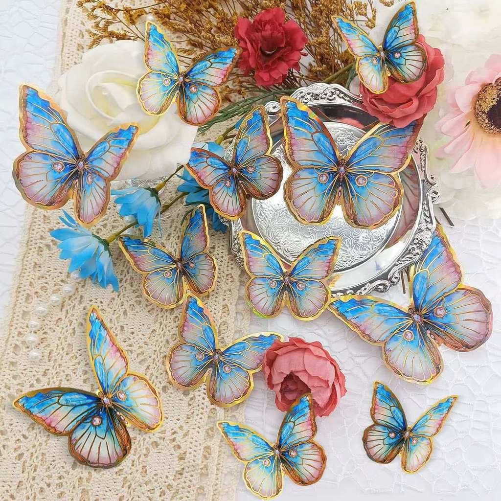 Kit 12 Borboletas Decorativas 3D Holográfica Furta Cor Parede com Adesivo Casa Quarto Festas