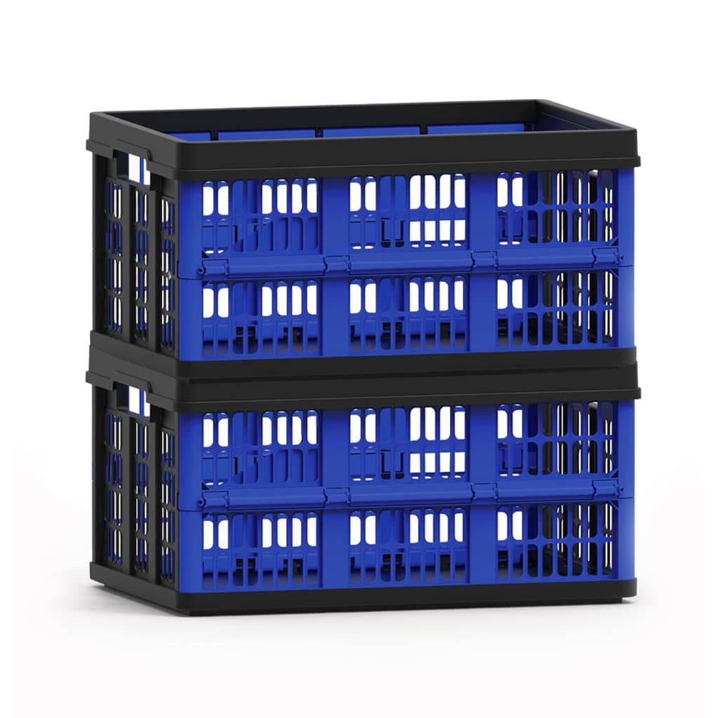 Kit 2 Caixas Organizadora Dobrável Multiuso Cesto 45 Litros Cor Azul Organização de Casa Estoque