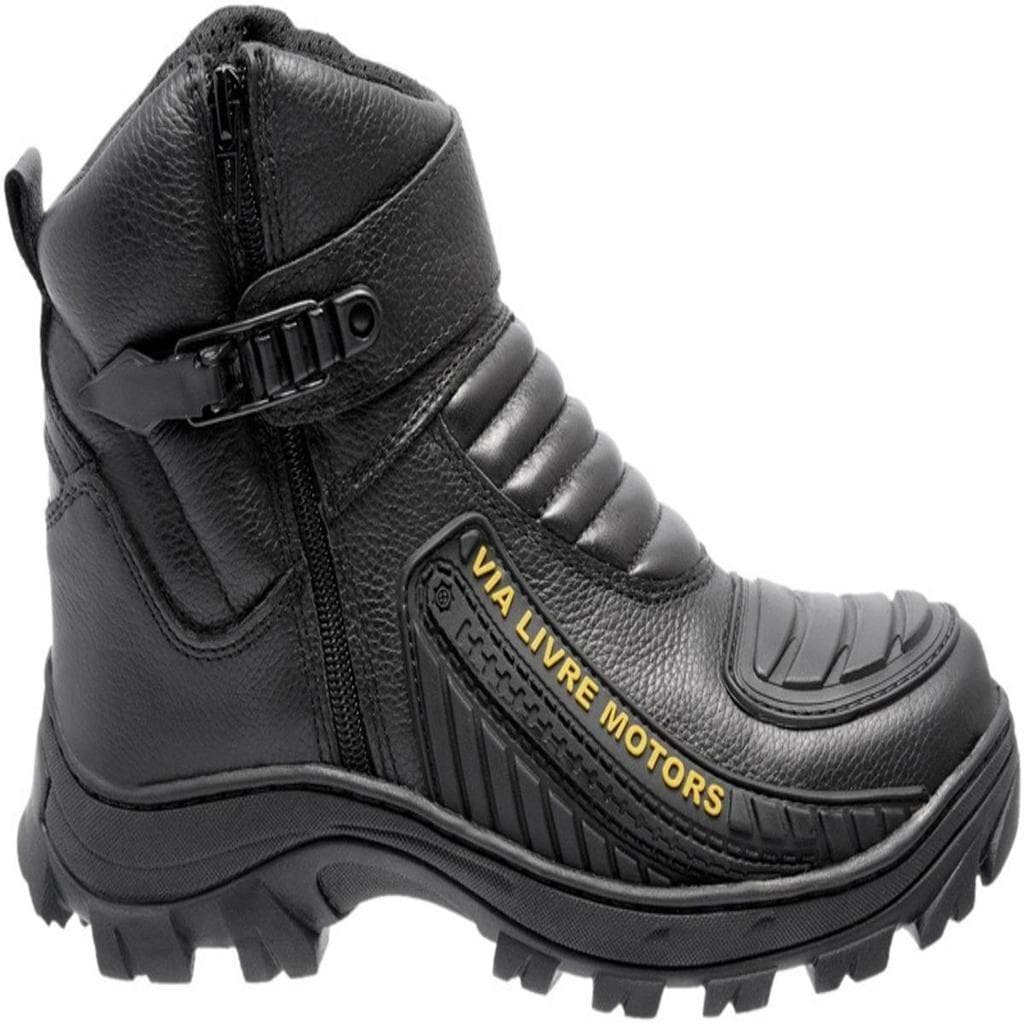 Bota Masculina Motociclista Em Couro Legítimo Coturno Andar De Moto Proteçao De Marcha Palmilha Gel