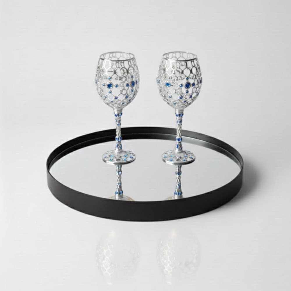 Bandeja Espelhada Decorativa Redonda 30cm Couro Ecológico Cantinho do Café