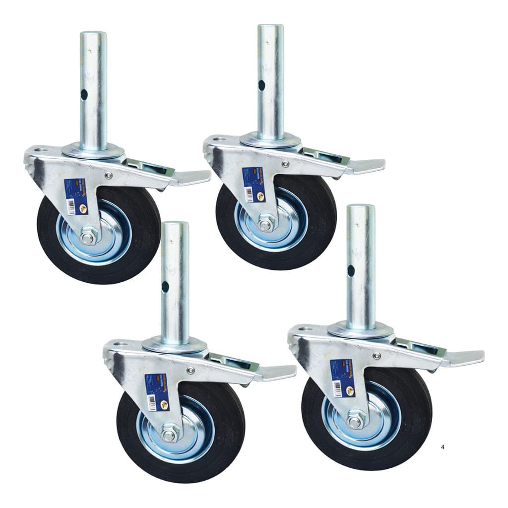 kit 4 Rodizio Giratorio para Andaime 800KG Rodízio  Industrial borracha maciça 6"polegada 150mm