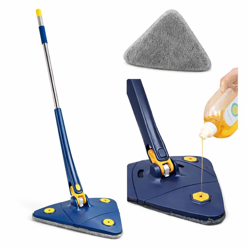Esfregão Mop Triângulo Giratório 360° Inox Limpa Vidros Piso
