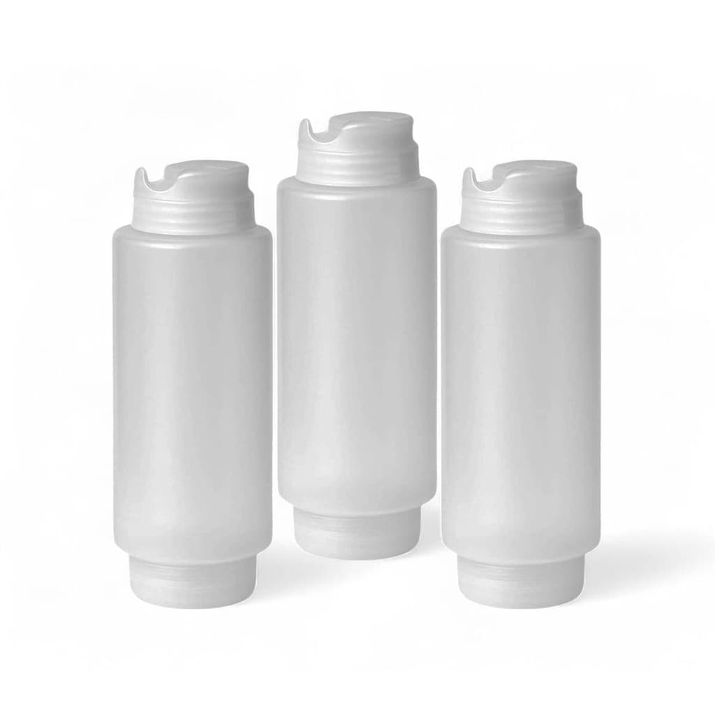 Kit 3 Bisnaga Invertida Tipo FIFO 550ml c Marcador p/ Molhos