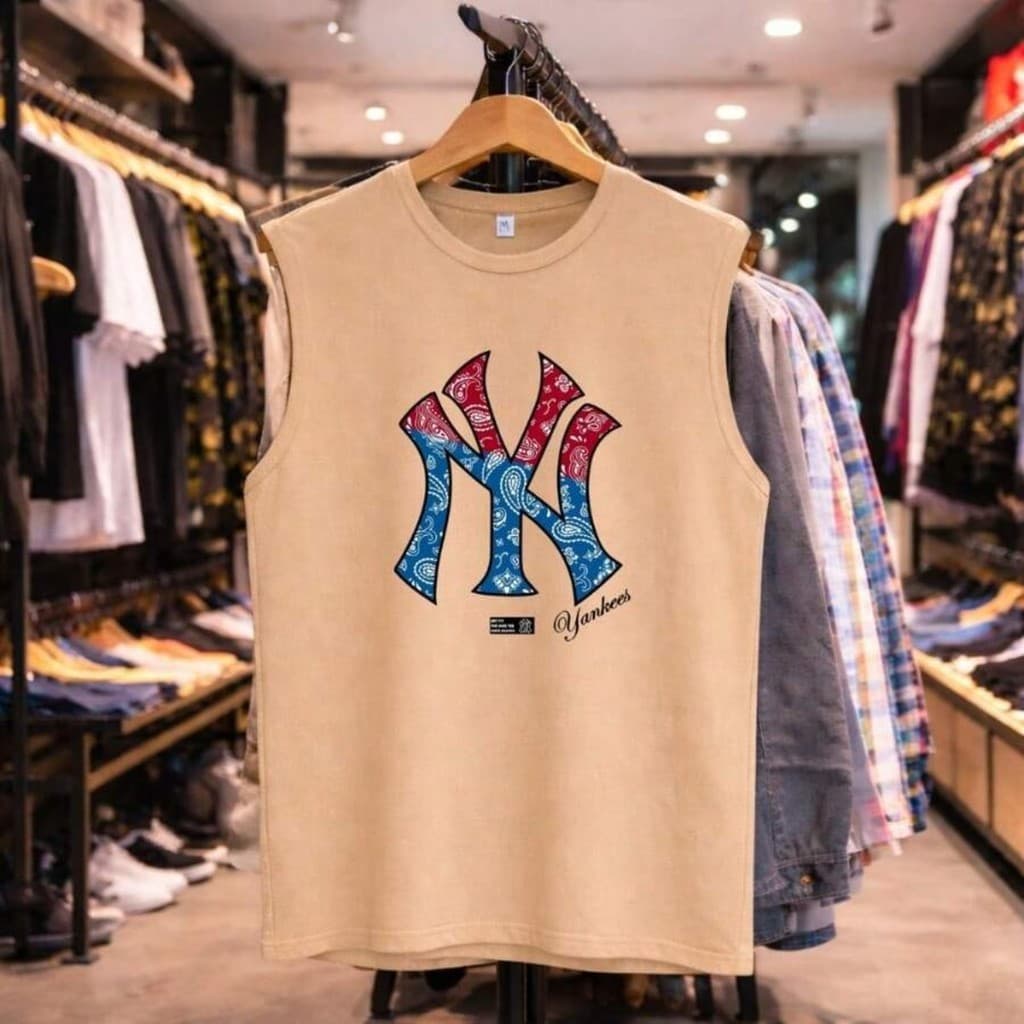 Regata Machão 100% Algodão Masculina Casual Estampada New York Logo Colorida Várias Cores Camiseta Básica Streetwear