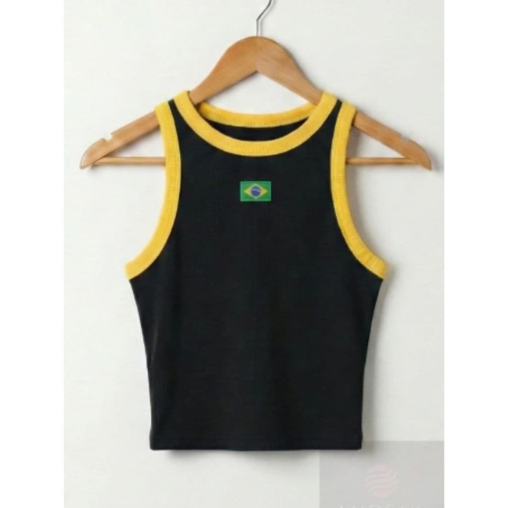 Camiseta Regata do Brasil Feminina Blusinha Cropped
