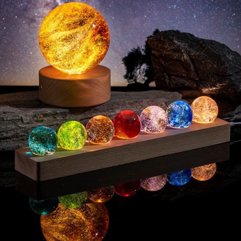 40mm Colorido Grânulo Bola De Vidro Planeta Luminoso Astronomia Planetas Estilo Fantástico Decoração