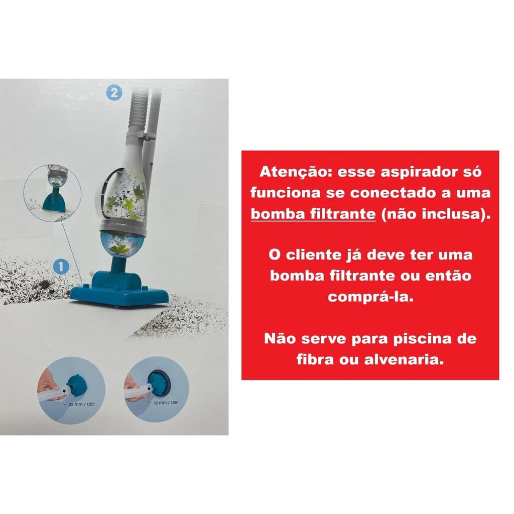 Aspirador de Piscina Bestway Vacuum #58212 Serve para piscina Alvenaria Fibra Intex Bestway Mor Jilong Bel Sunfit Brink