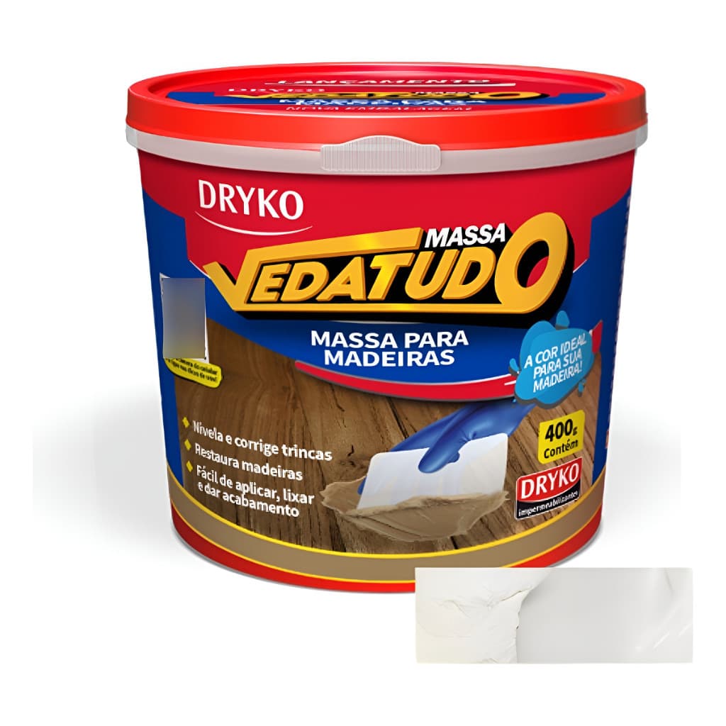 Massa Para Madeira Correção Reparo F12 Dryko 400g Veda Tudo