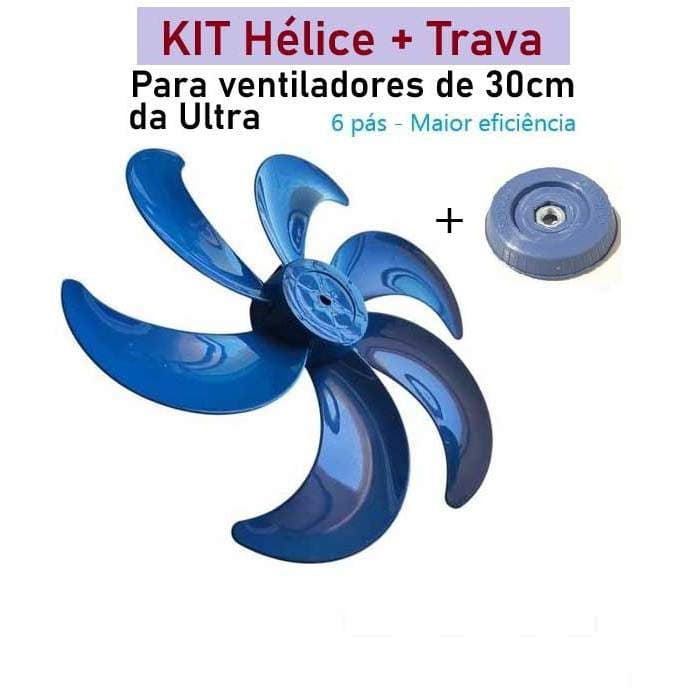 KIT HÉLICE + TRAVA  para Ventilador ULTRA 30CM - AZUL (adaptável)