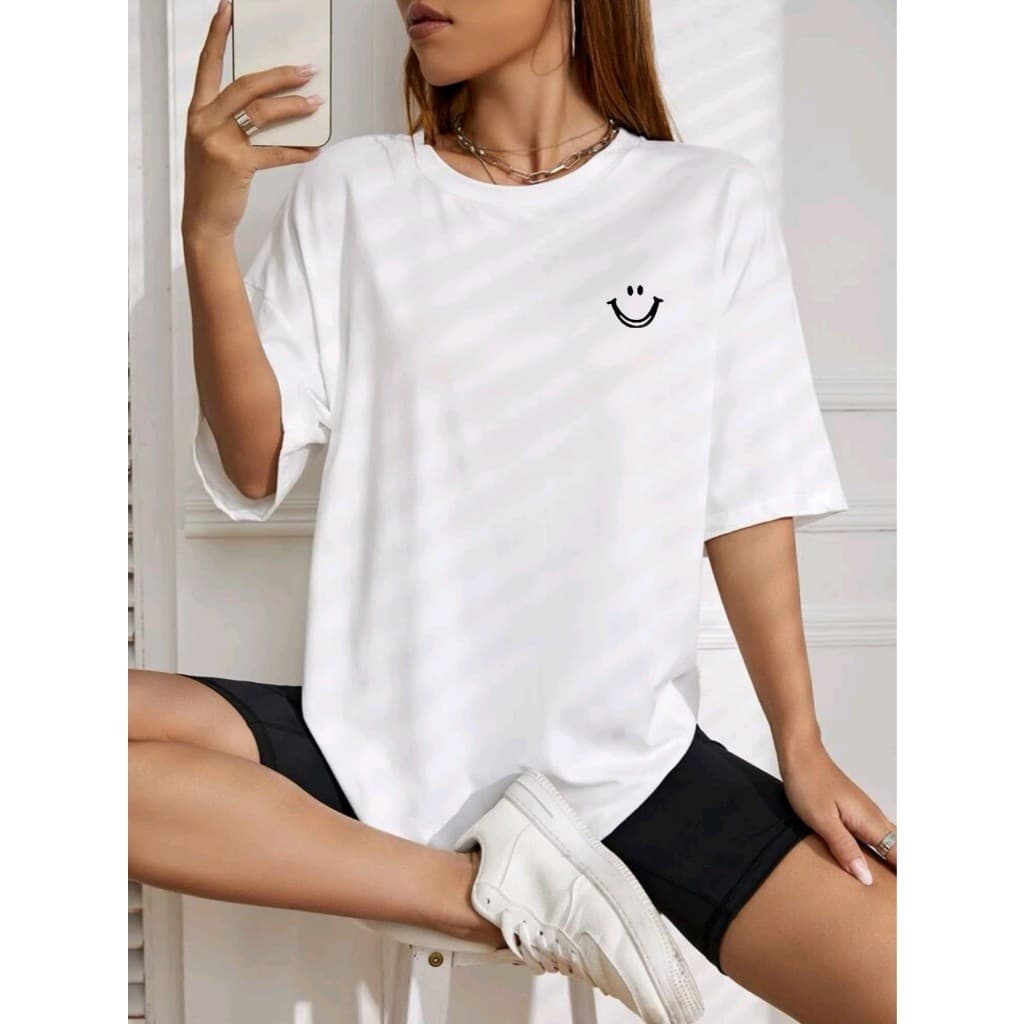 Camiseta T-Shirt Feminina 100% Algodão Casual Estampada Oversized Academia Dia a Dia
