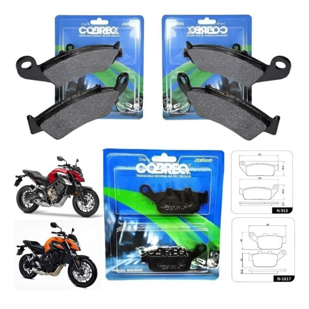 KIT PASTILHAS DE FREIO COBREQ HONDA CBR-CB 650f COM OU SEM ABS 2014 A 2019 - CB 500X 2023 A 2024