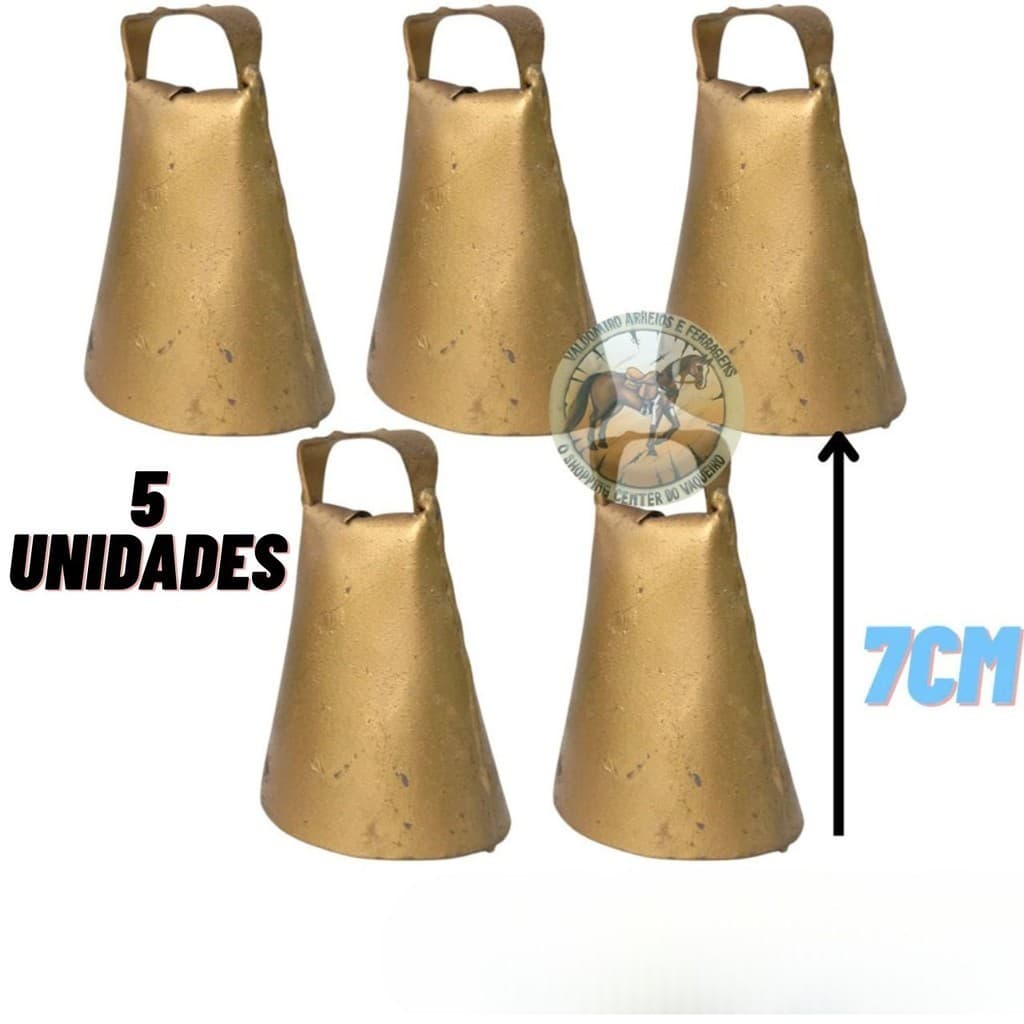 kit 5 Sino Sincerro  para Cabras Bode Cabritos Bezerros Garrotes Boi Vaca Touro 7cm