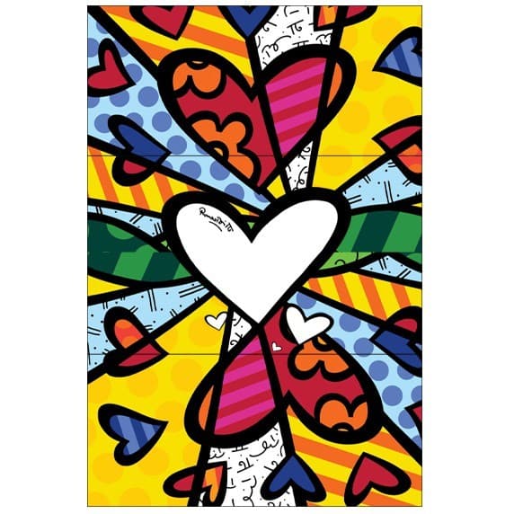 Quadros Decorativos Vertical 3 Peças Coraçoes Coloridos Amor