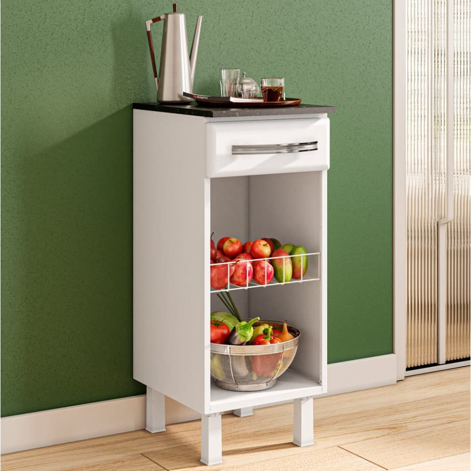 Balcão Fruteira com Nicho Organizador Cesto Aramado para Frutas