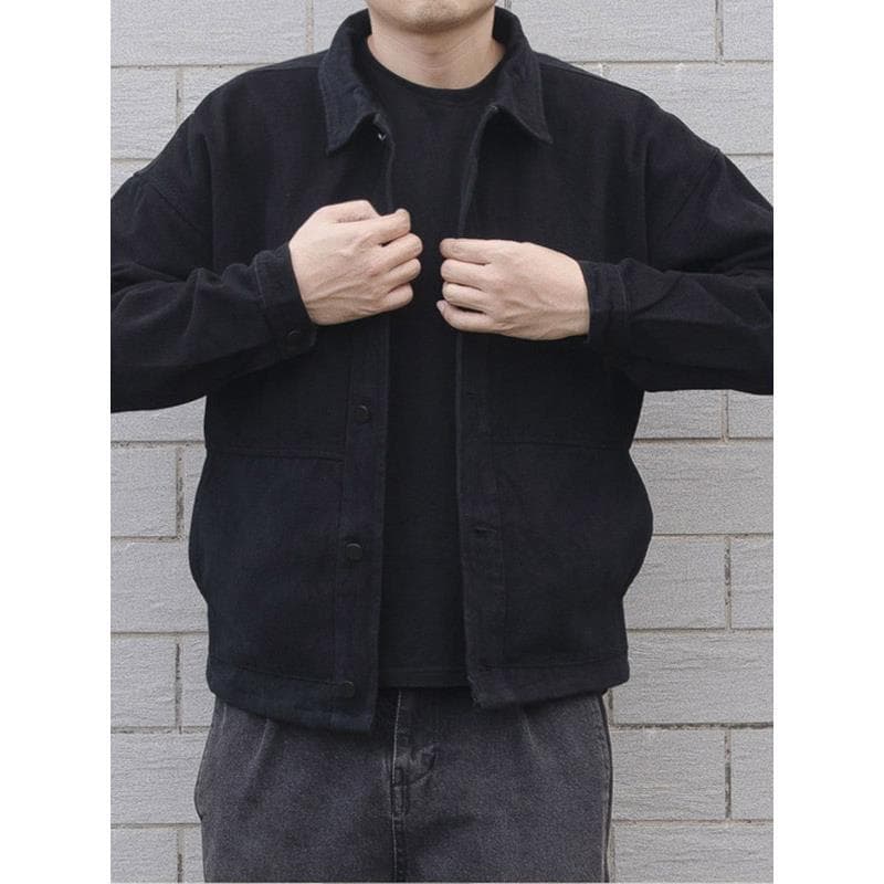 Jaqueta masculina lapela jaqueta de carga outono Casual solto resistente ao desgaste jaqueta jeans versão coreana moda n