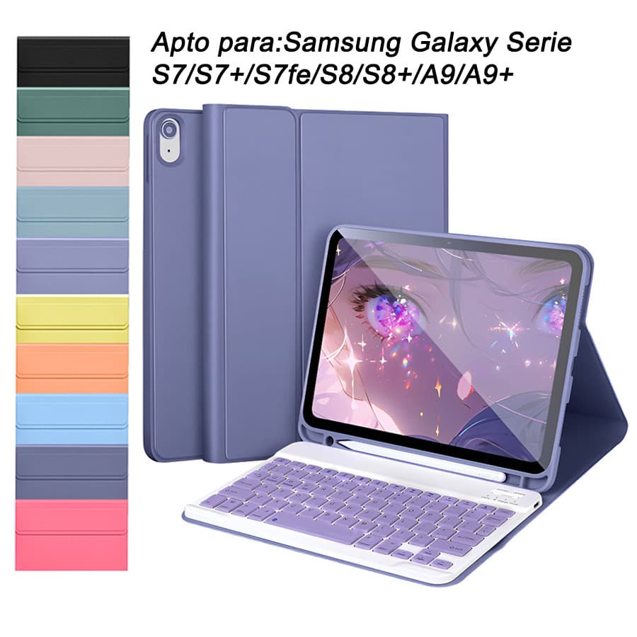 Capa Com Teclado Para Samsung Tab S7/S8 11polegadas, S7+/S8+/S7FE 12,4polegadas, A9 8,7polegadas, A9+ 11polegadas