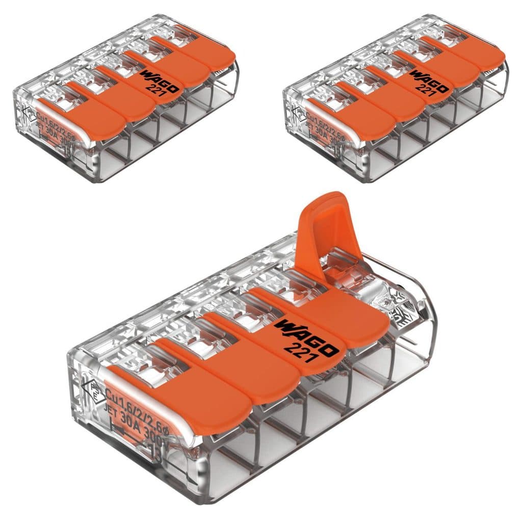 Kit 2 Conector Emenda Alavanca 221-615 41a 5 Vias 6mm Wago