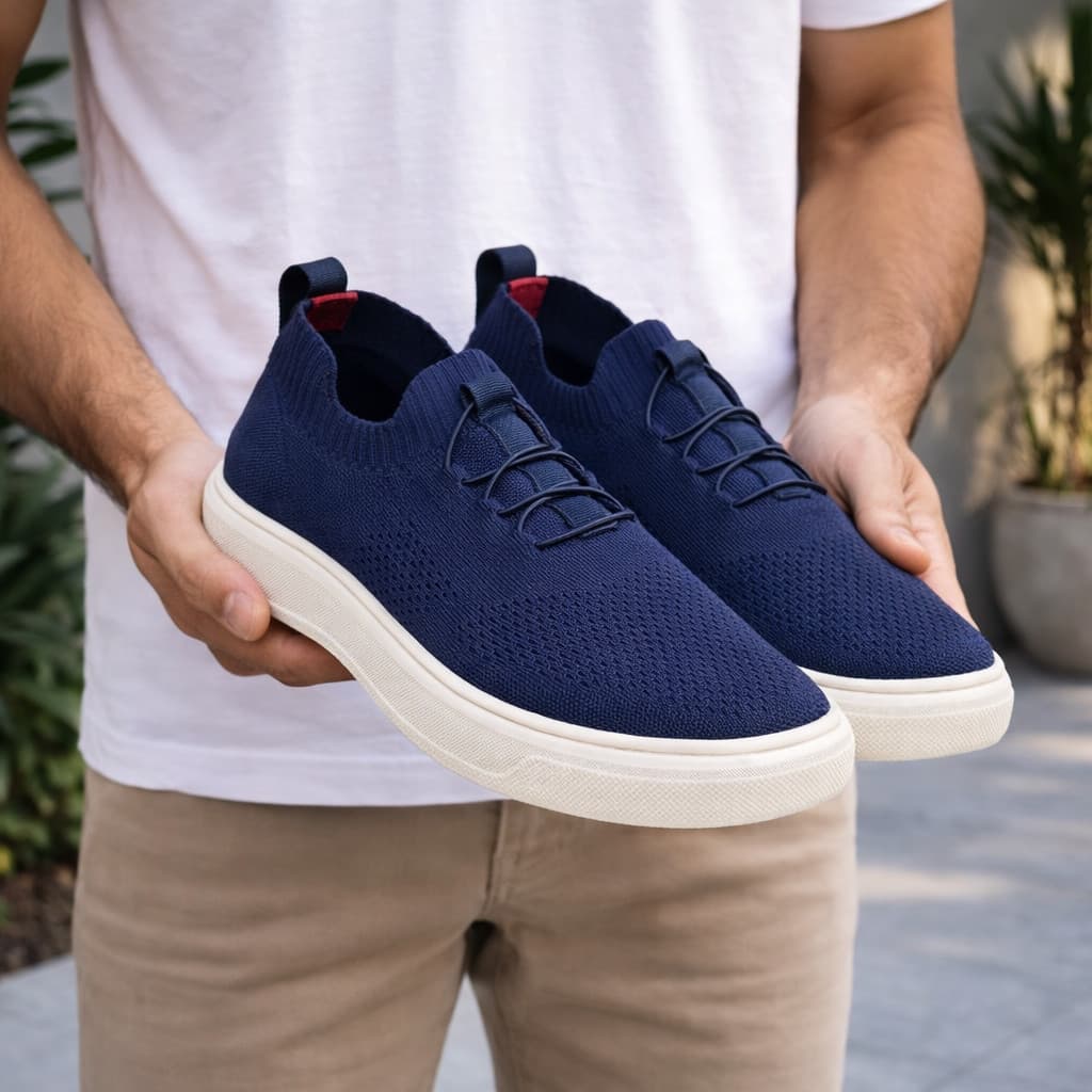 Tênis Masculino Knit Casual Confortável Leve Respirável Antiderrapante Caminhada Dia a Dia