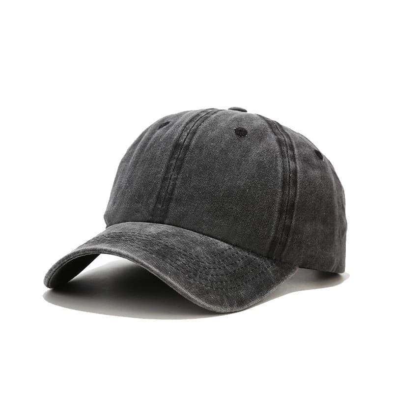 Boné Aba Curva Jeans Liso Old Desbotado Praia Dad Hat Preto