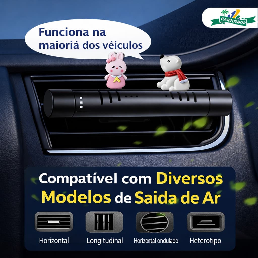 Aromatizador de Carro com Clipe para Ar Condicionado - Perfume, Aromaterapia e Purificação de Ar