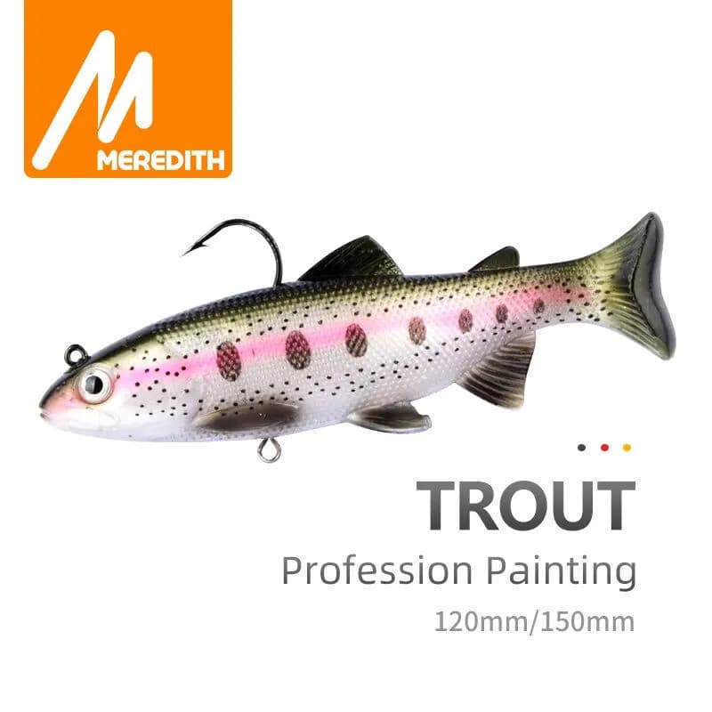 MEREDITH Iscas de Pesca de PVC em Forma de Cabeça de Truta, Iscas Artificiais de Natação 12cm/1PCS, Iscas Macias de Sili