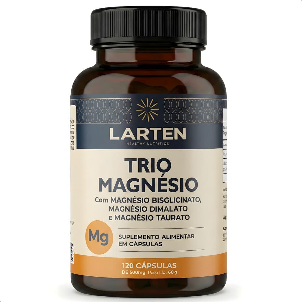 Suplemento Trio Magnésio 120 Cápsulas 260mg Larten Health Bisglicinato Taurato Dimalato