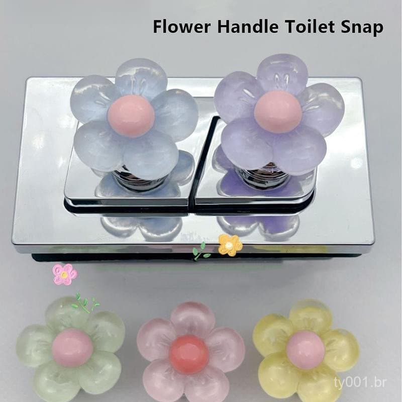 Botão de descarga para vaso sanitário de peça única com alça rosa e protetor de unhas longo para drenagem do vaso sanitá