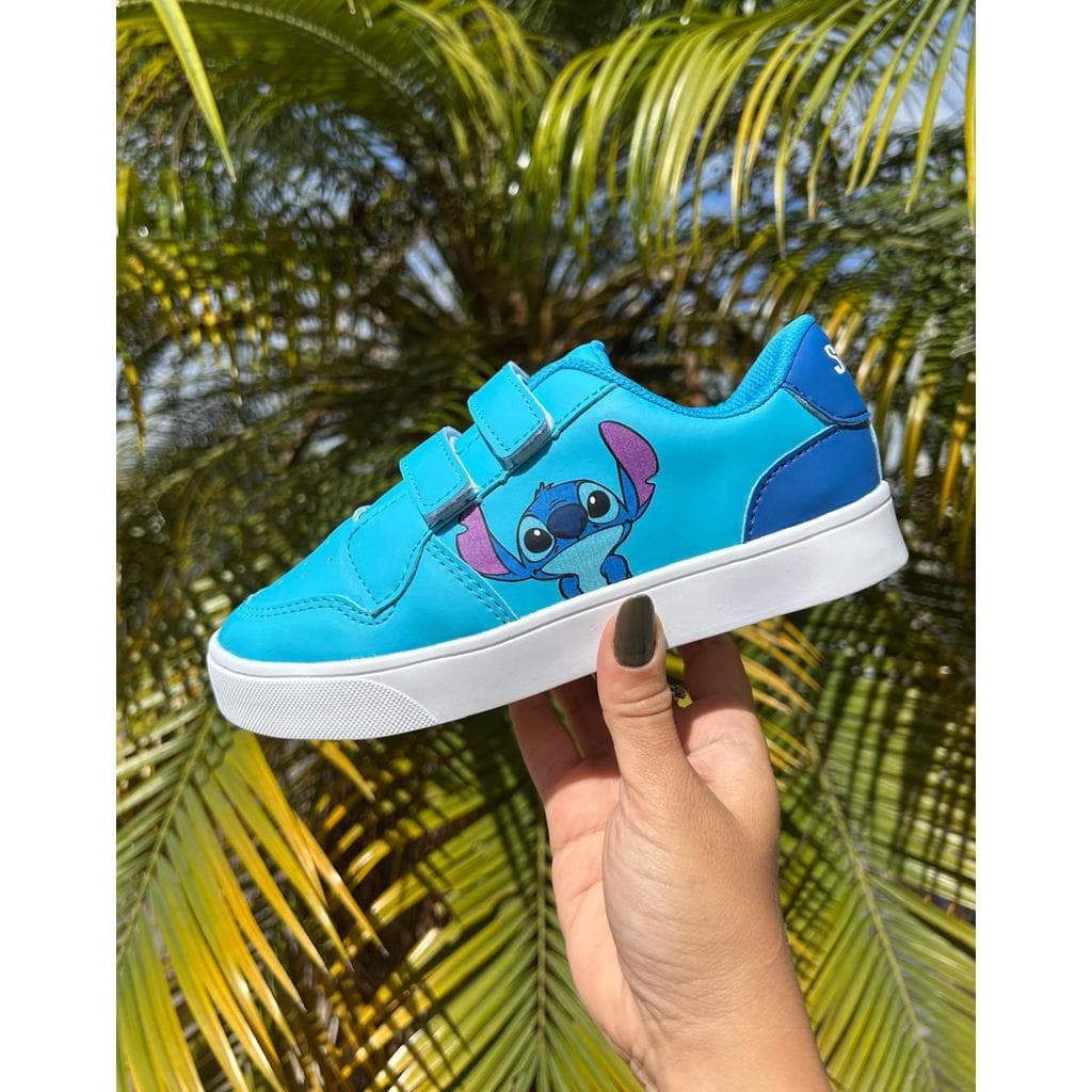Tênis Infantil Estilo Stitch Feminino Masculino Com Velcro Leve Promoção Top