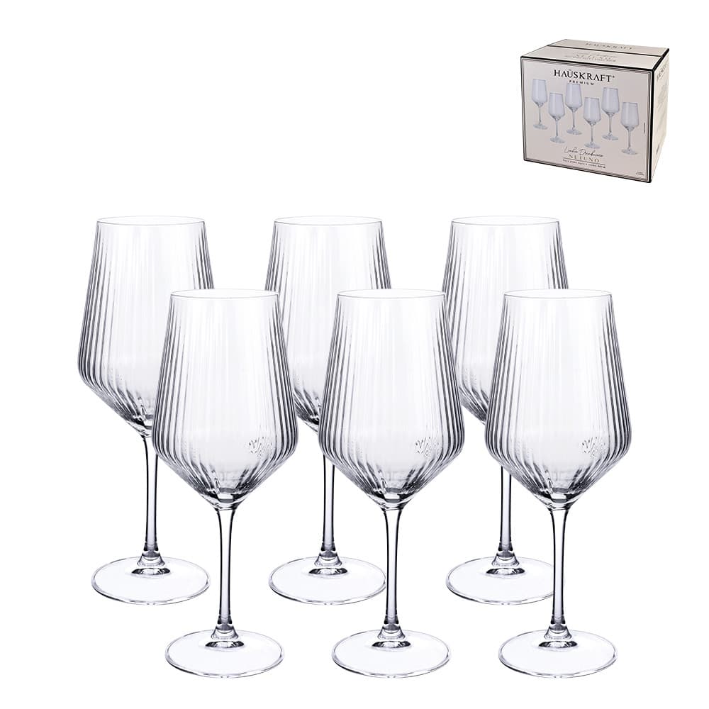 JOGO 6 TAÇAS VIDRO PARA AGUA E VINHO NETUNO 620ML HAUSKRAFT