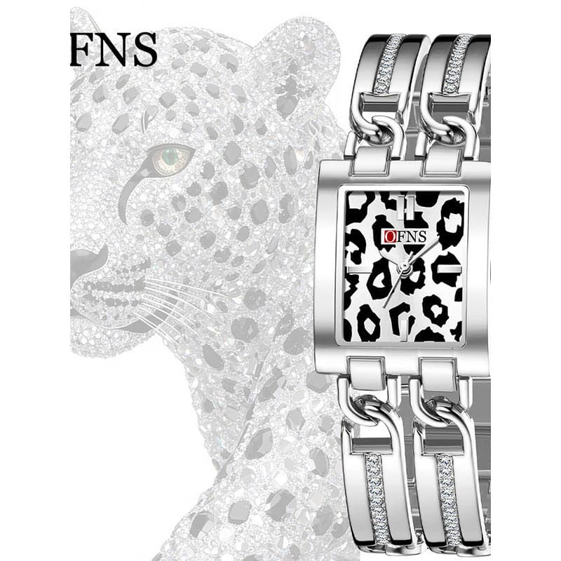 Ovanni criativo único leopardo impressão disco relógio senhoras quadrado feminino pulseira relógio venda quente Denim re