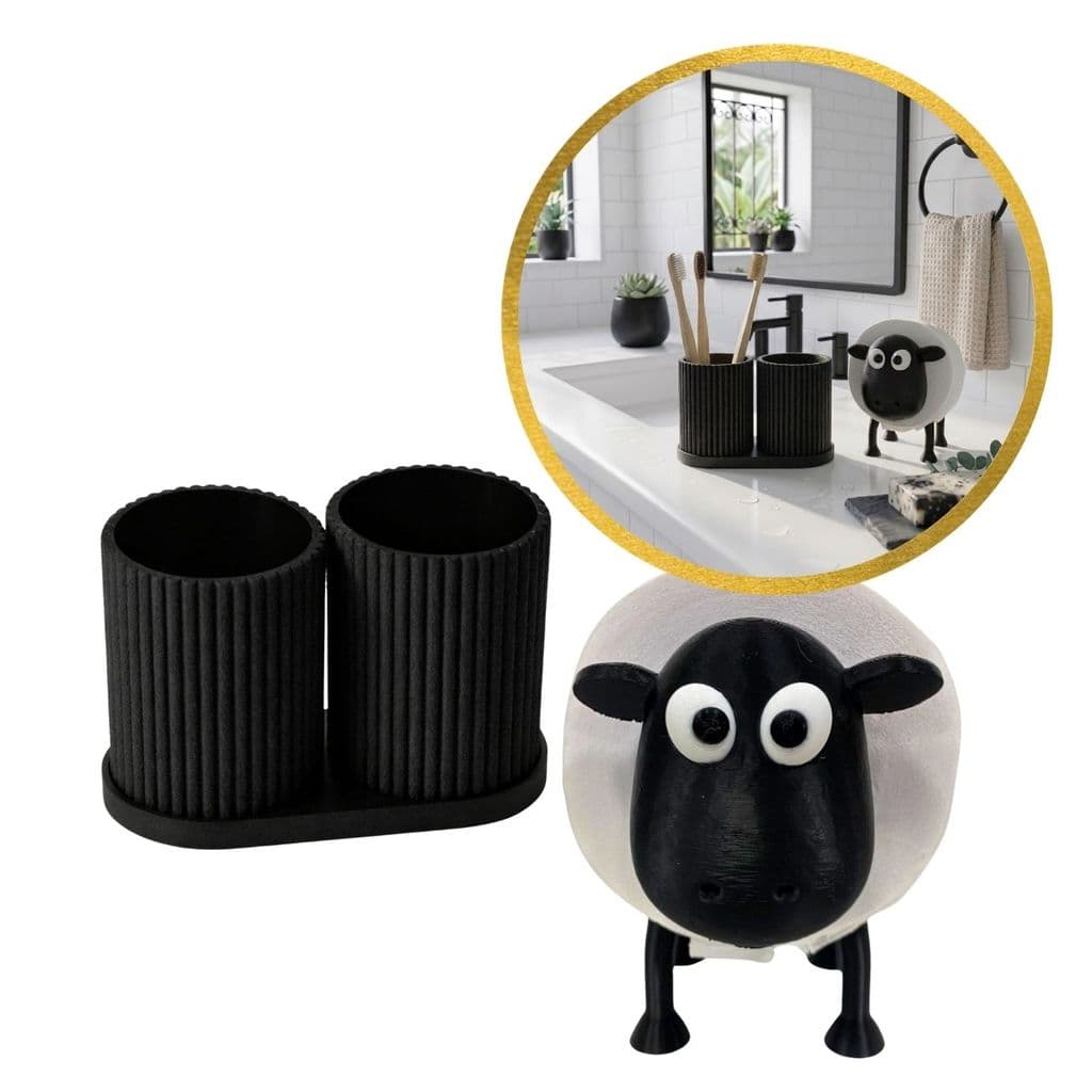 Kit Banheiro Porta Papel Higiênico Porta Escova Duplo Preto