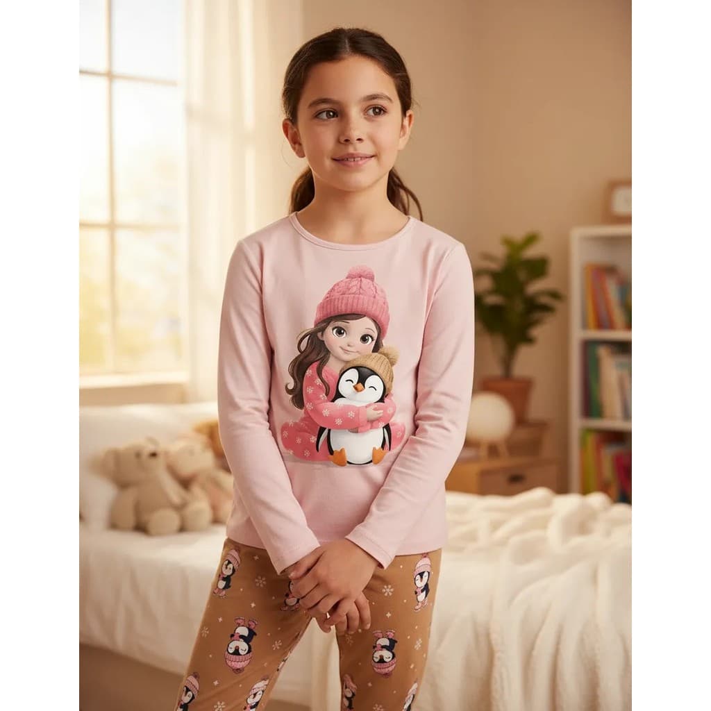 Pijama Infantil Menina Manga Longa Fresco Kyly Meia Estacao