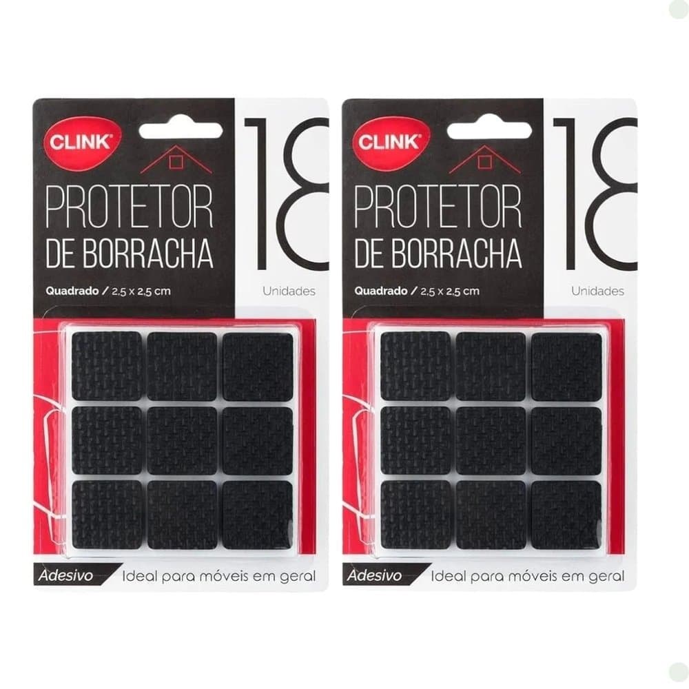 Kit Protetor Adesivo Quadrado 36 Peças em Borracha Clink