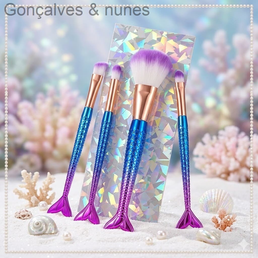 Kit 4 pincel sereia para maquiagem NRRR